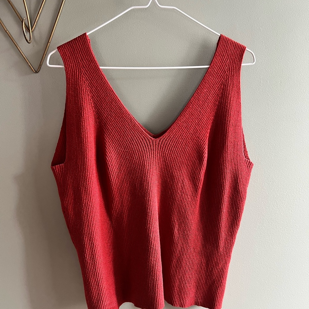 Vintage 90s Burnt Orange Sweater Tank Set - Size L / XL